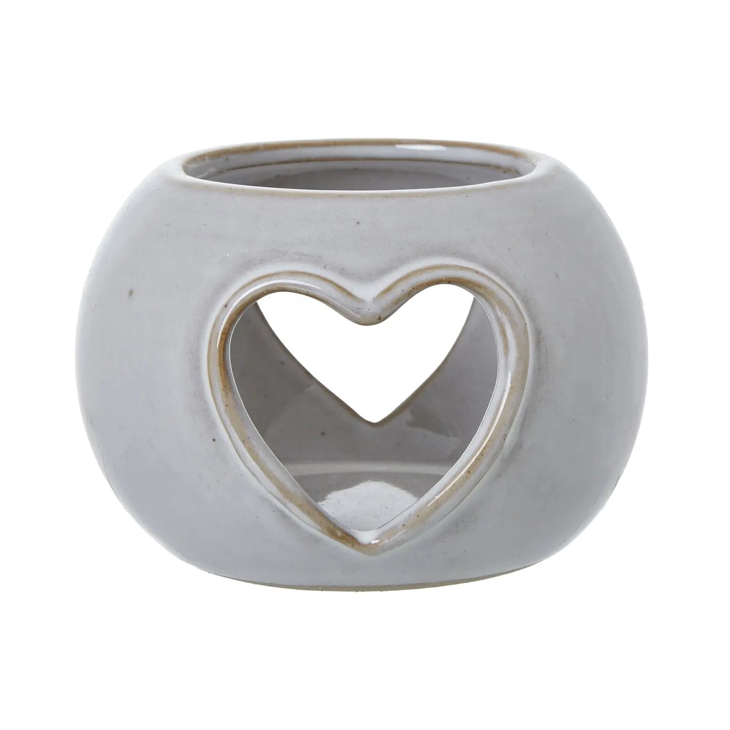 White Ceramic Heart Cut-Out Round Tealight Holder Makur Interior