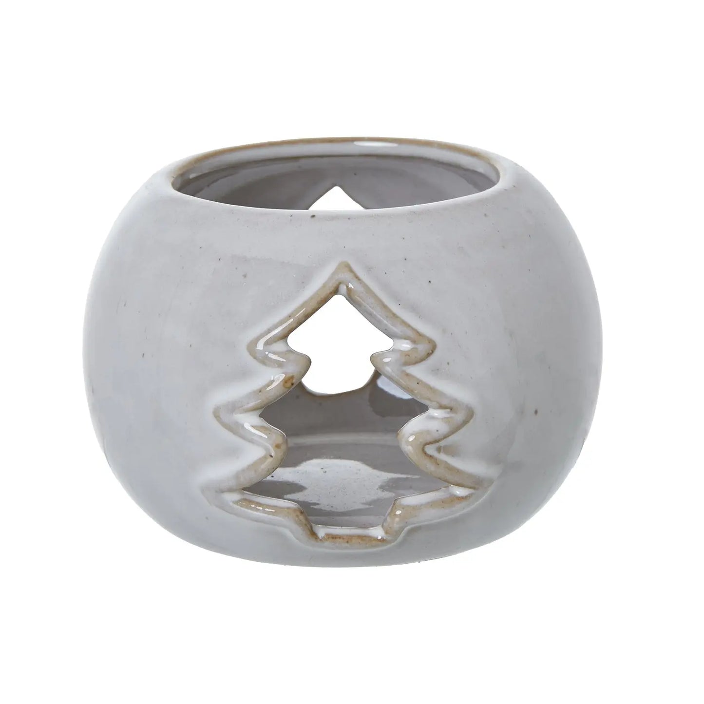 White Ceramic Tree Cut-Out Round Tealight Holder Makur Interior