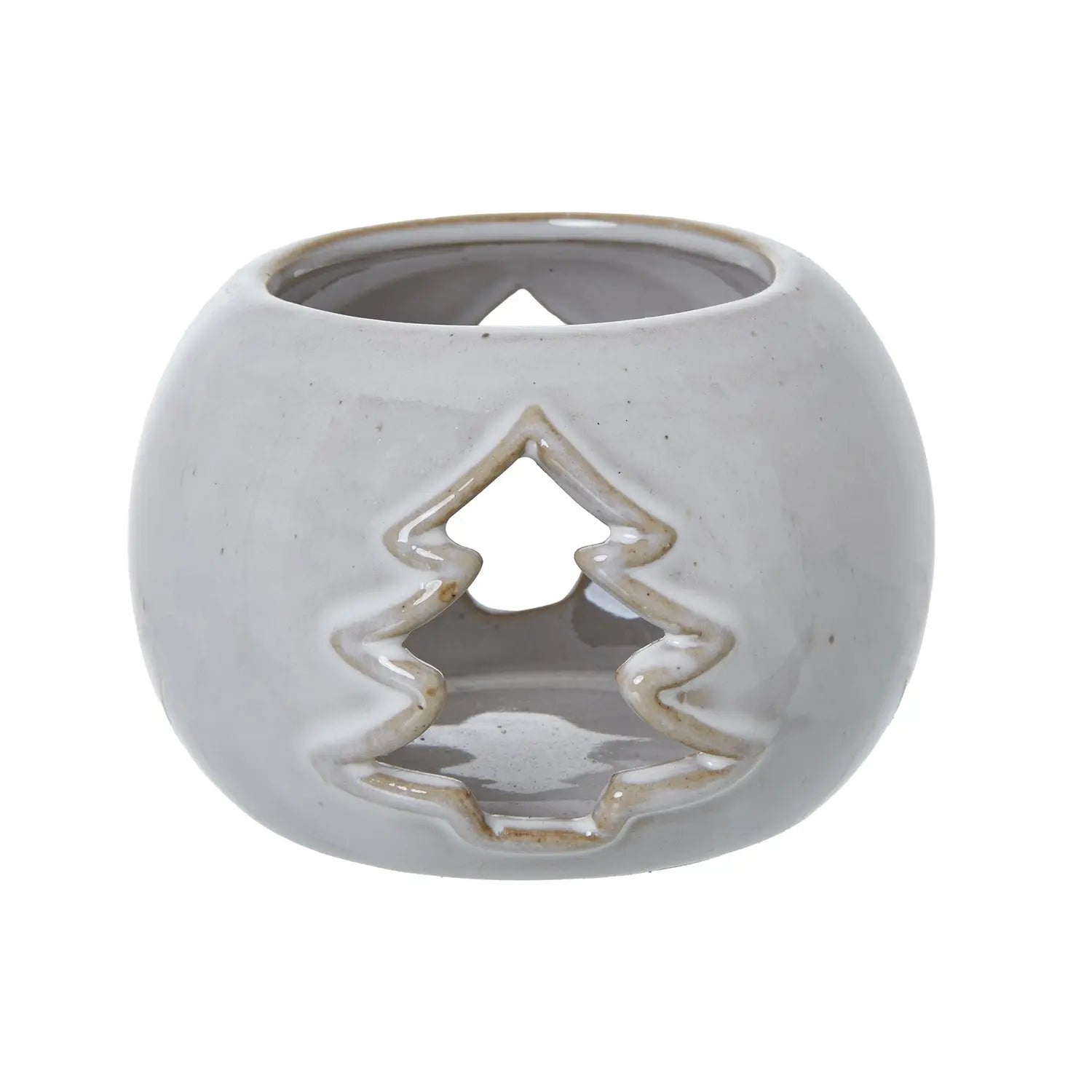White Ceramic Tree Cut-Out Round Tealight Holder Makur Interior