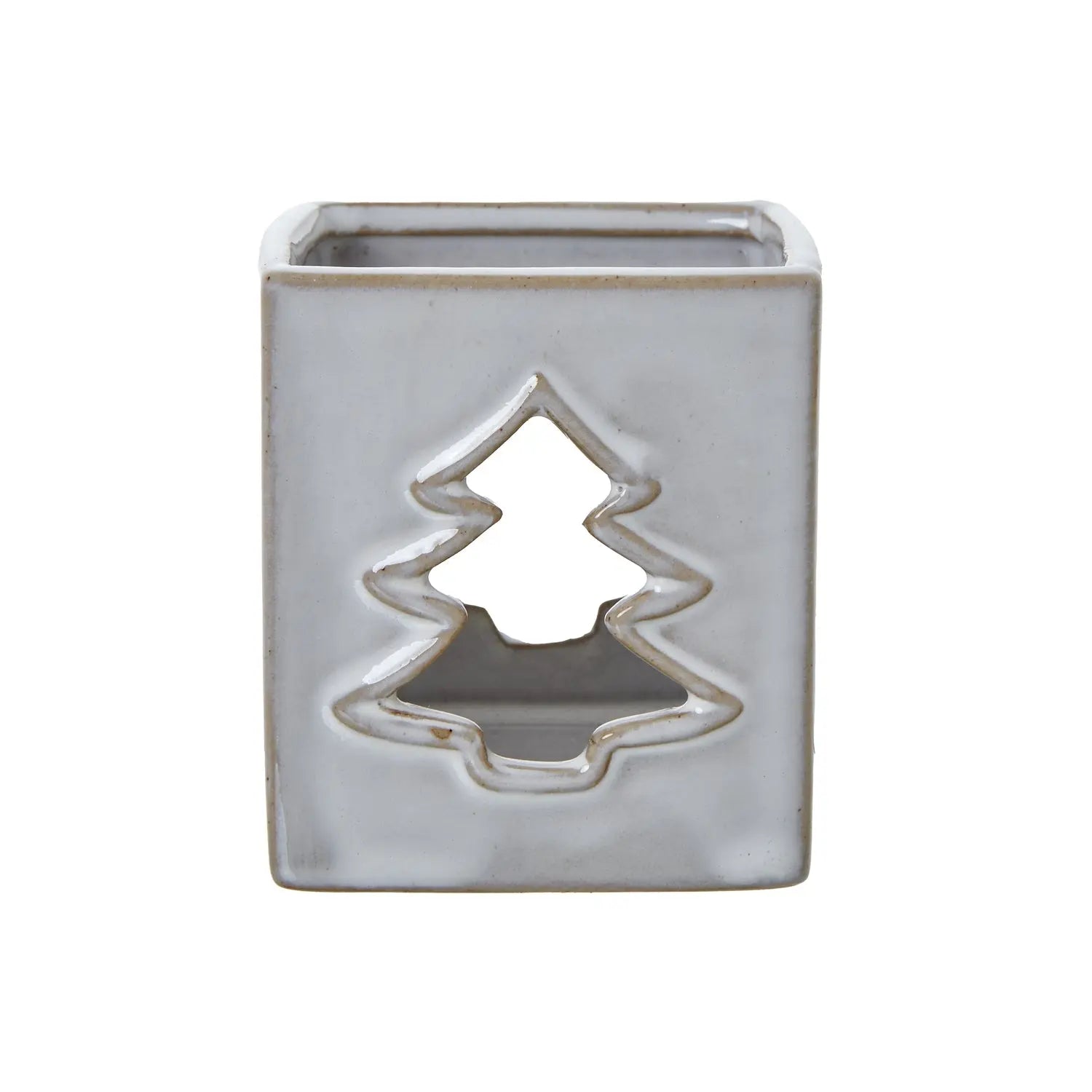 White Ceramic Tree Cut-Out Square Tealight Holder Makur Interior