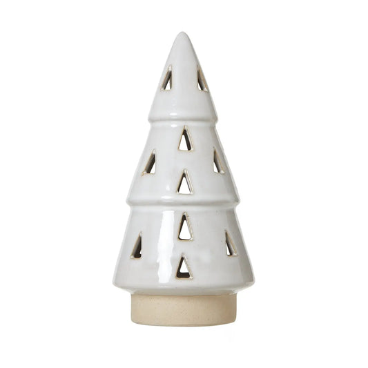 Medium White Ceramic Cut-Out Tree With LED Lights Makur Interior