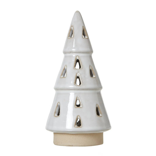 Small White Ceramic Cut-Out Tree With LED Lights Makur Interior