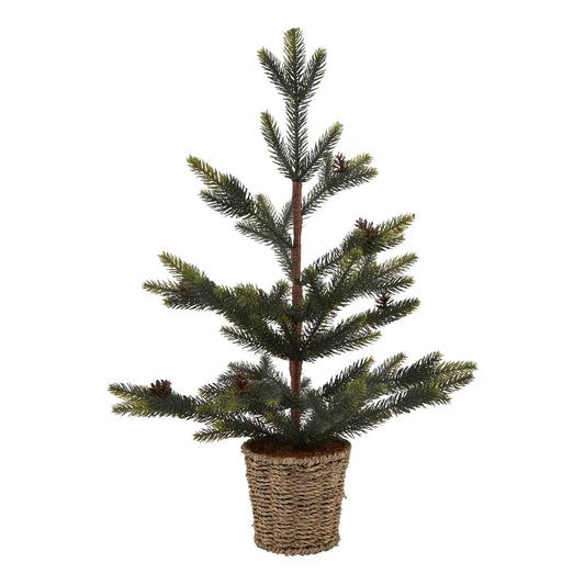 Medium Spruce Tree With Wicker Basket Makur Interior