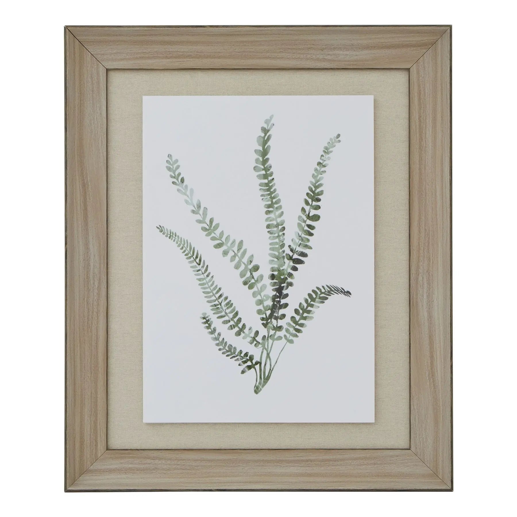 Watercolour Delicate Fern In Washed Wood Frame Makur Interior