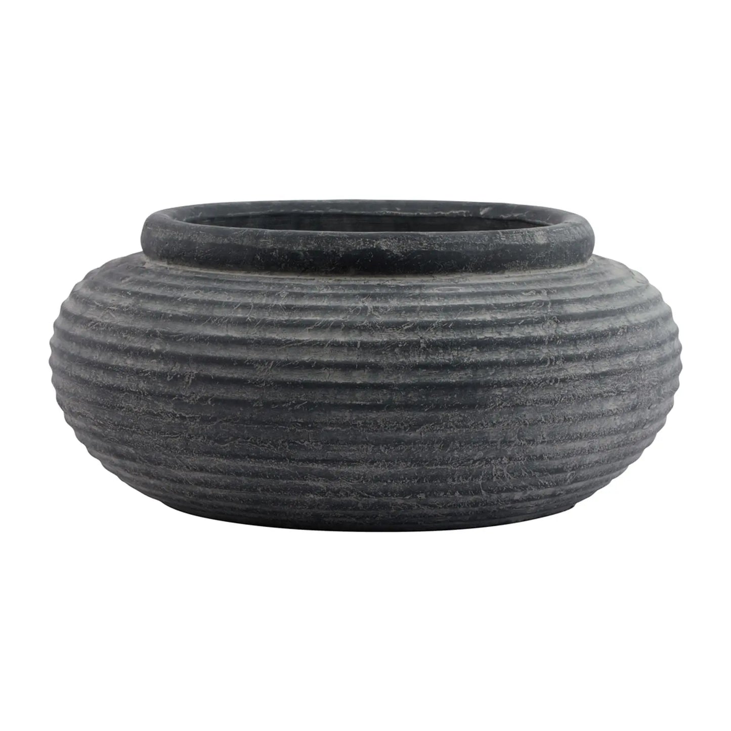 Amalfi Grey Round Ribbed Planter Makur Interior