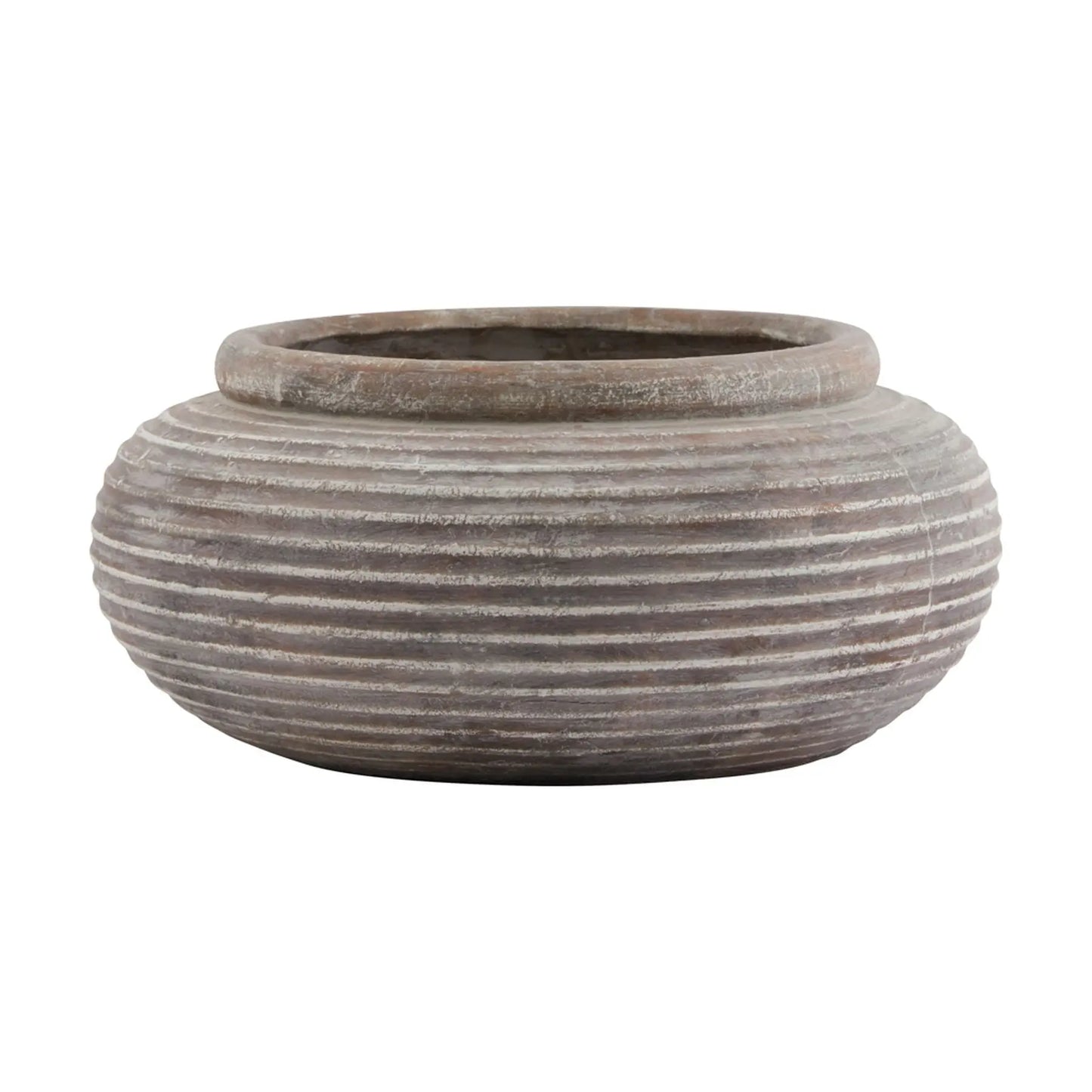 Siena Brown Round Ribbed Planter Makur Interior