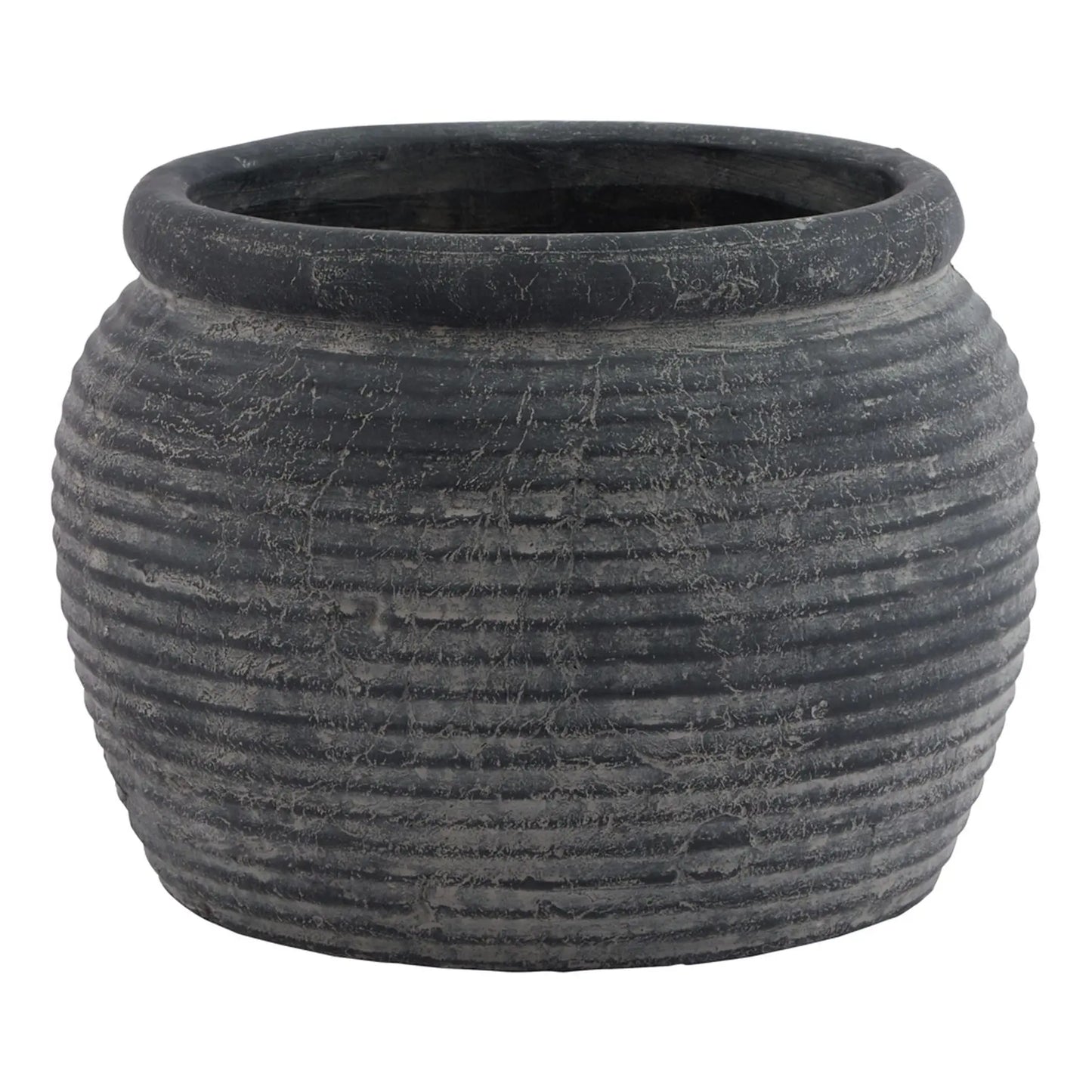 Amalfi Grey Rimmed Large Plant Pot Makur Interior