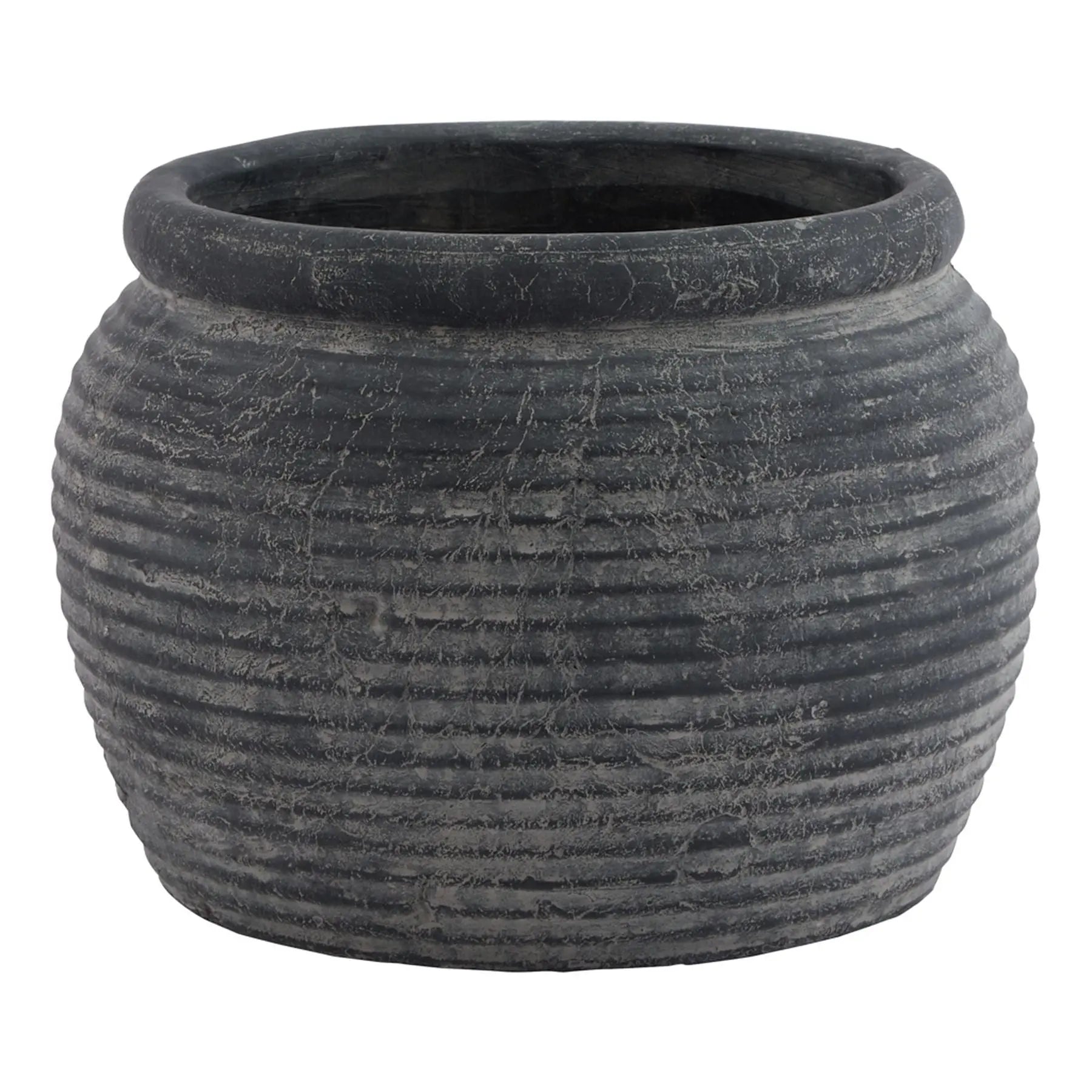 Amalfi Grey Rimmed Large Plant Pot Makur Interior