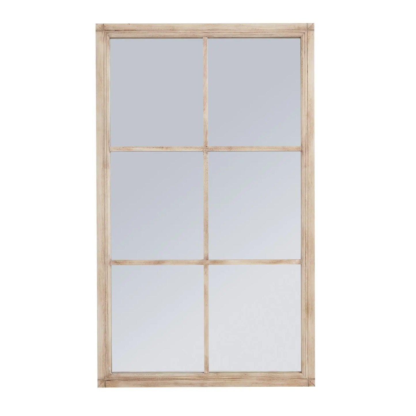 Washed Wood Large Window Mirror Makur Interior