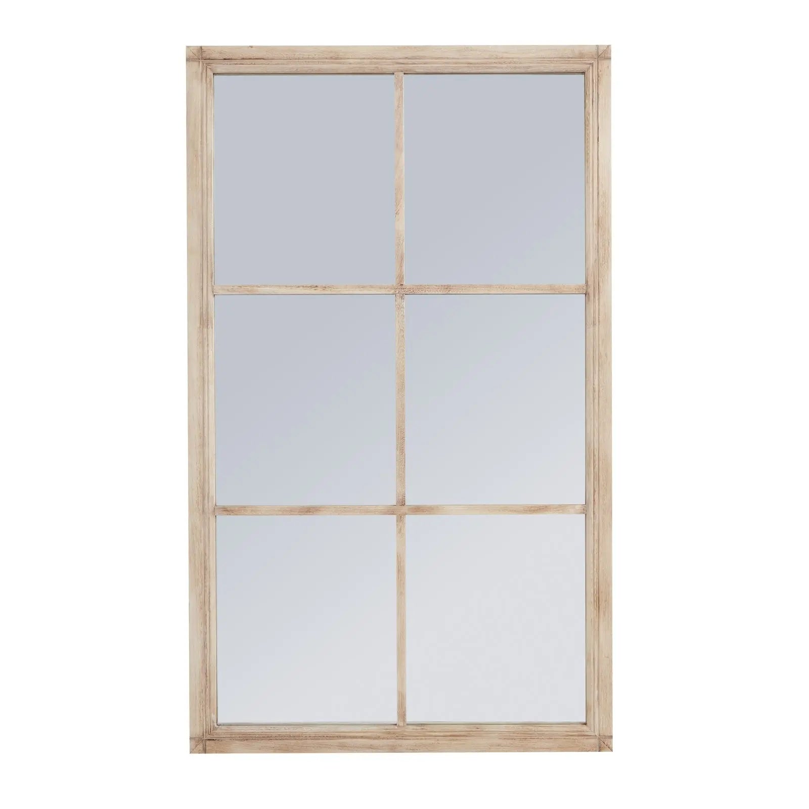 Washed Wood Large Window Mirror Makur Interior