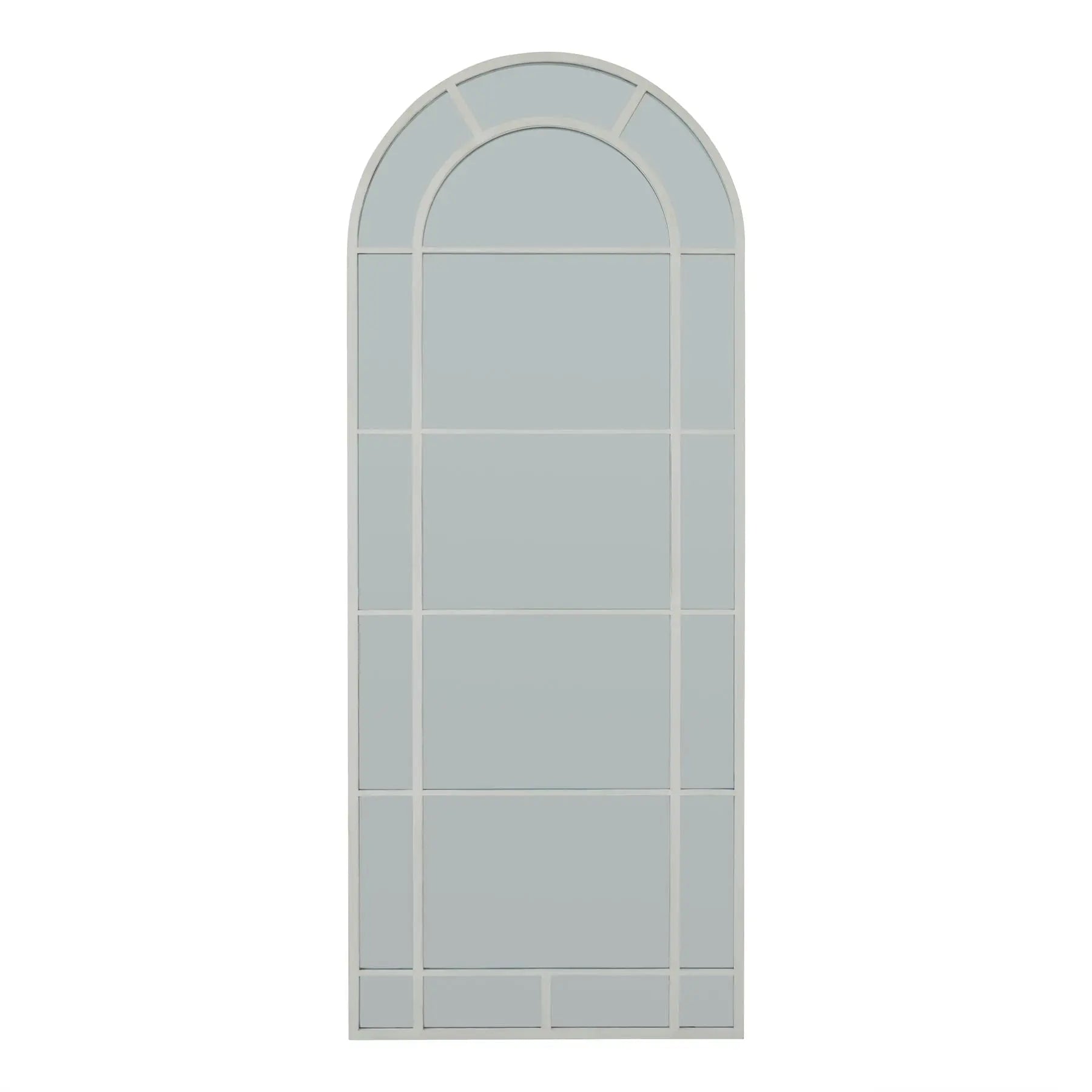 White Large Arched Window Mirror Makur Interior