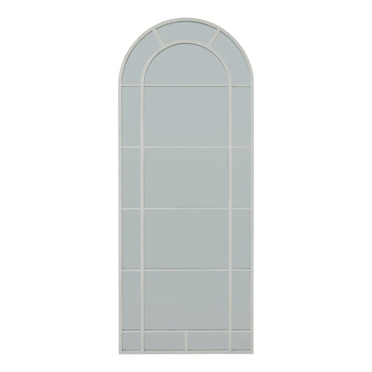 White Large Arched Window Mirror Makur Interior