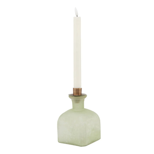 Smoked Sage and Aged Brass Candle Holder Vase Makur Interior