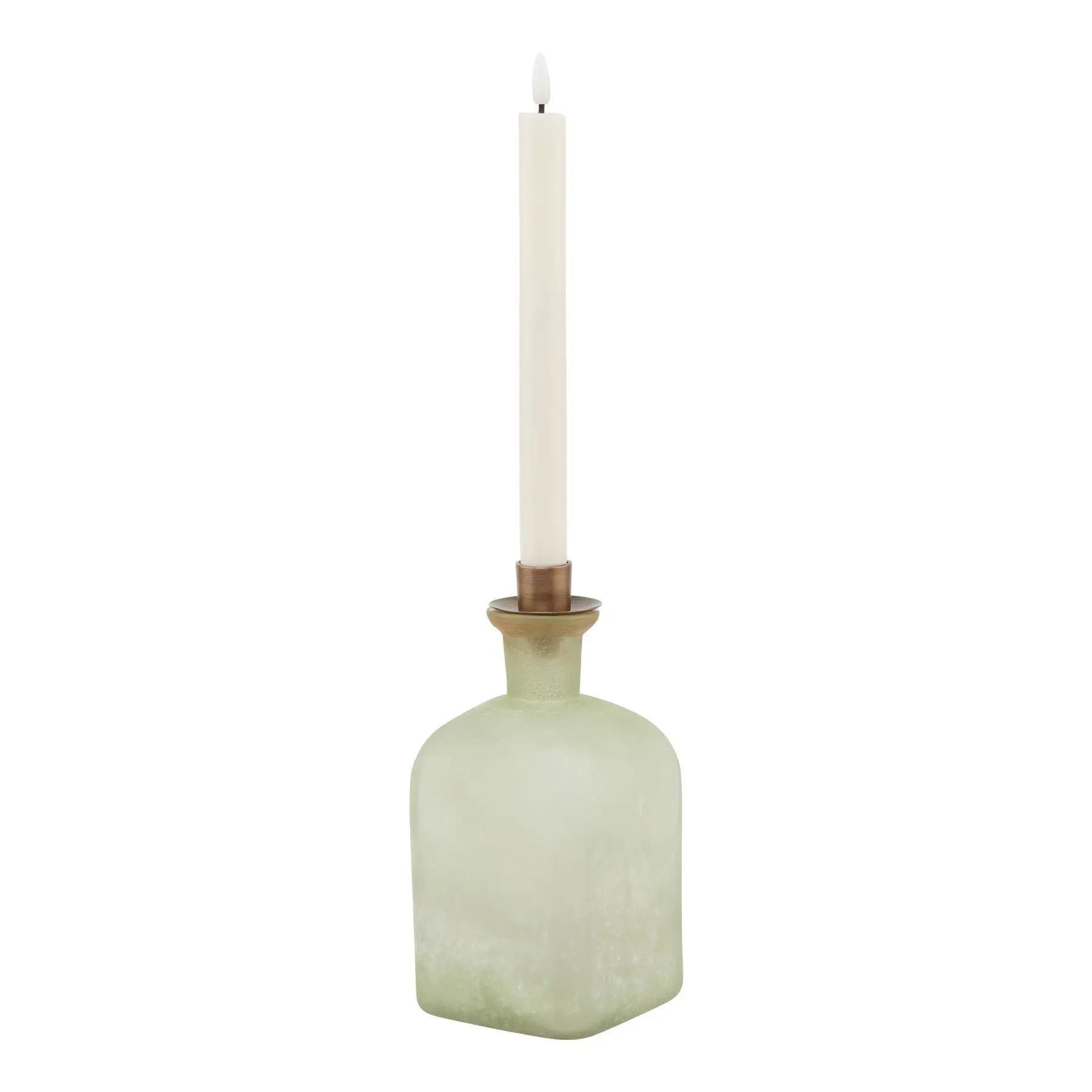 Smoked Sage and Aged Brass Large Candle Holder Vase Makur Interior