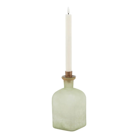 Smoked Sage and Aged Brass Large Candle Holder Vase Makur Interior