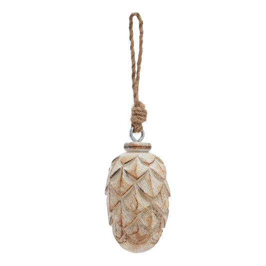 Antique White Wash Small Pine Cone Bauble Makur Interior