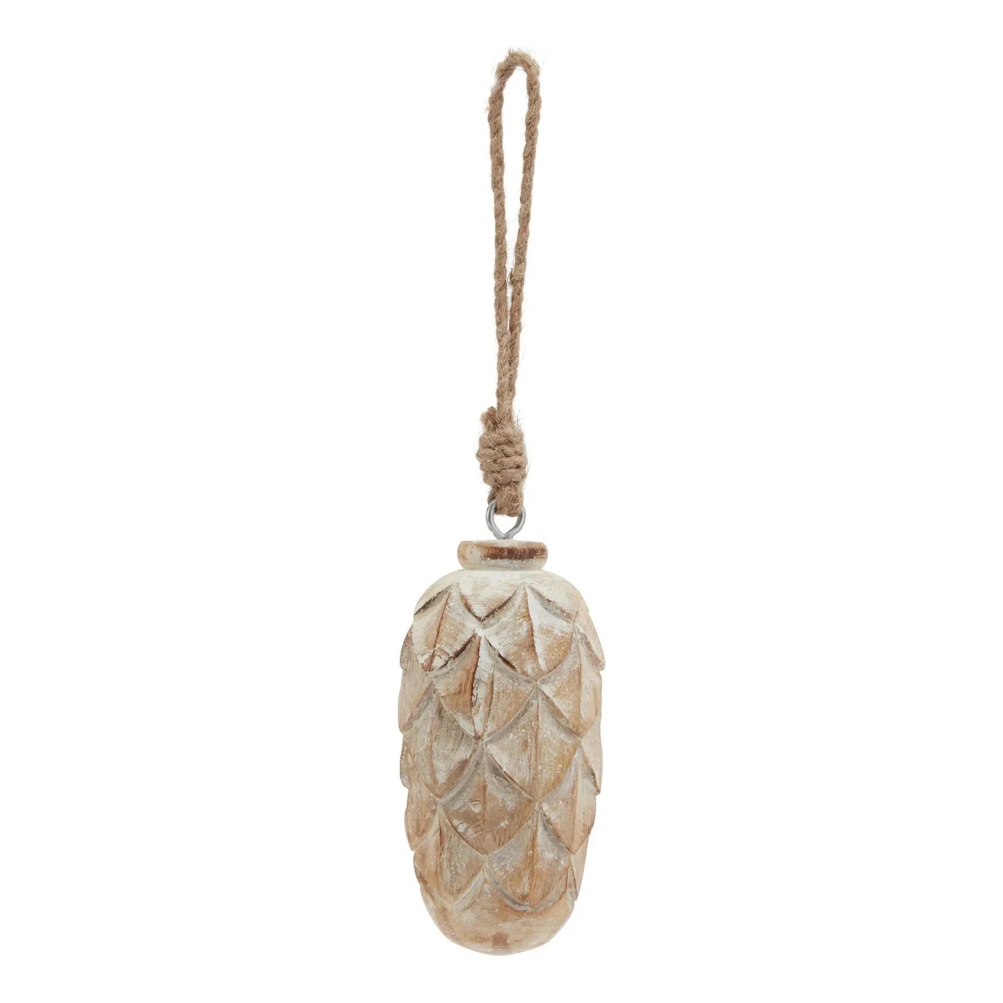 Antique White Wash Pine Cone Bauble Makur Interior