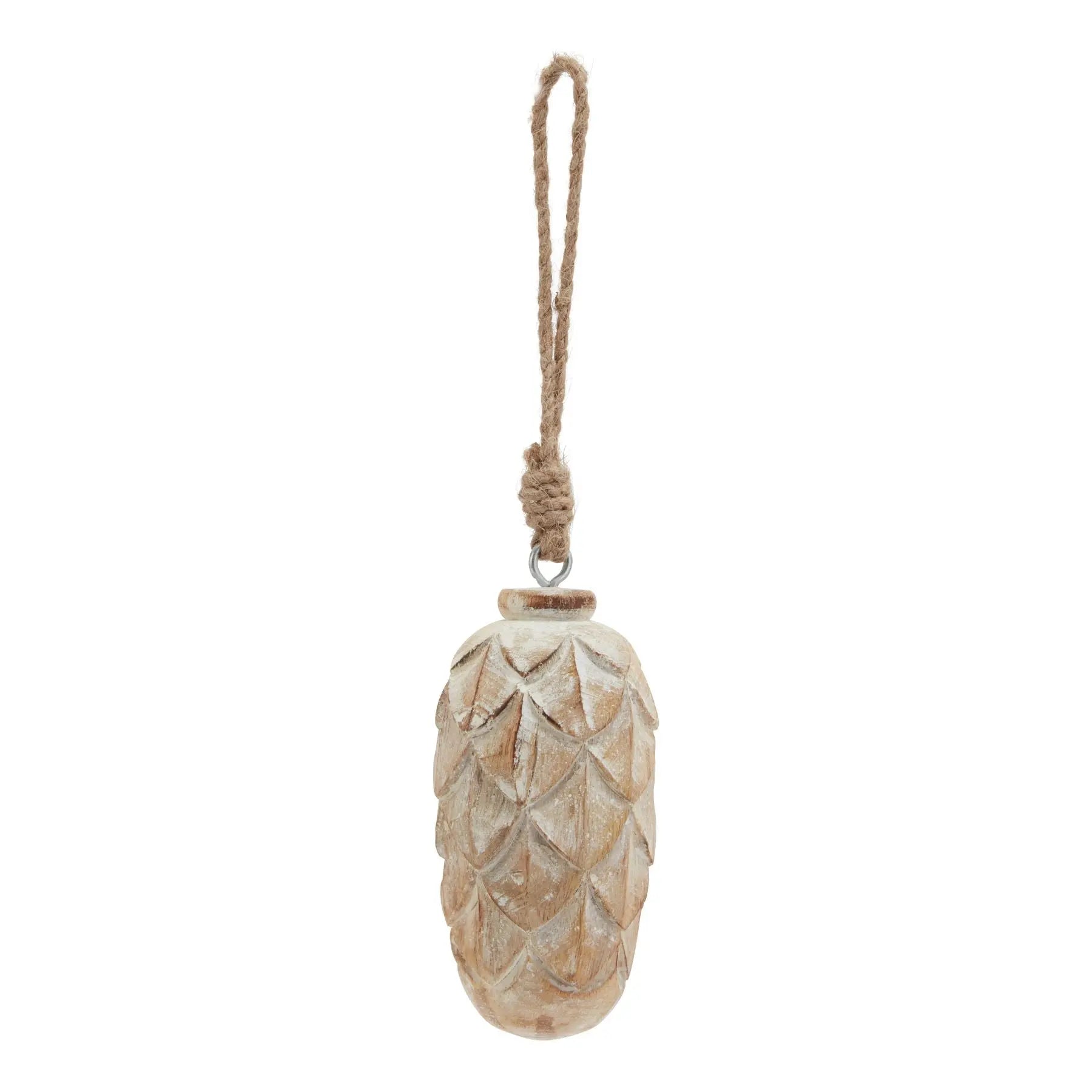 Antique White Wash Pine Cone Bauble Makur Interior