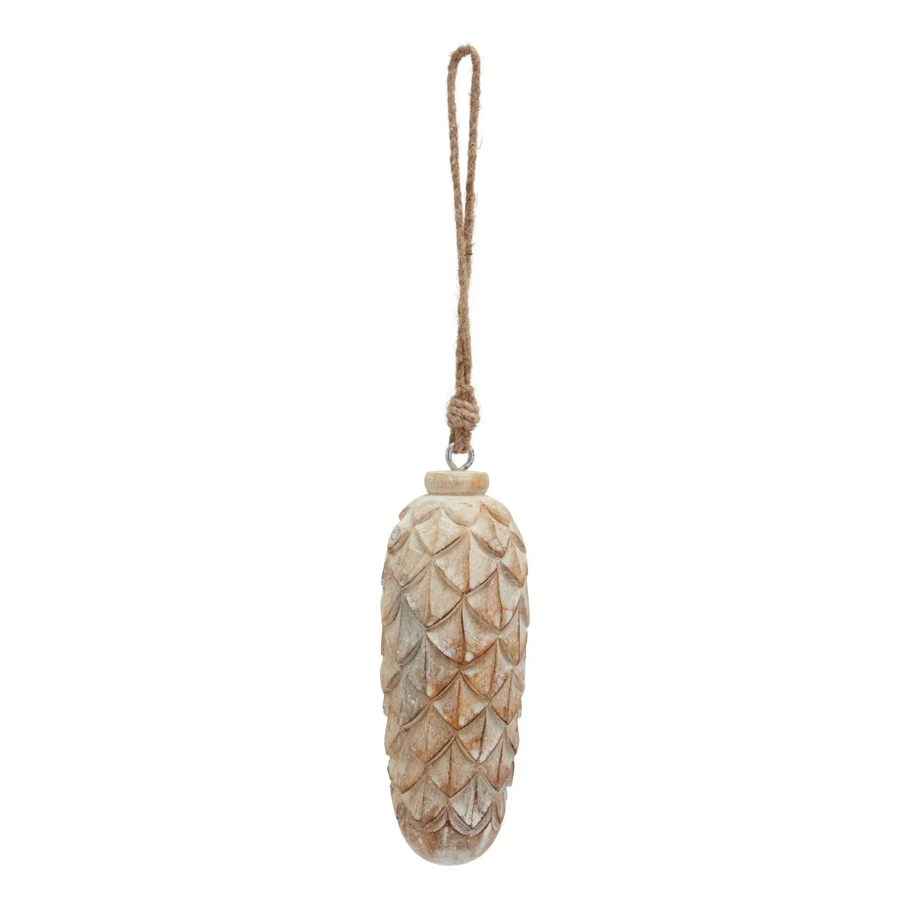Antique White Wash Large Pine Cone Bauble Makur Interior