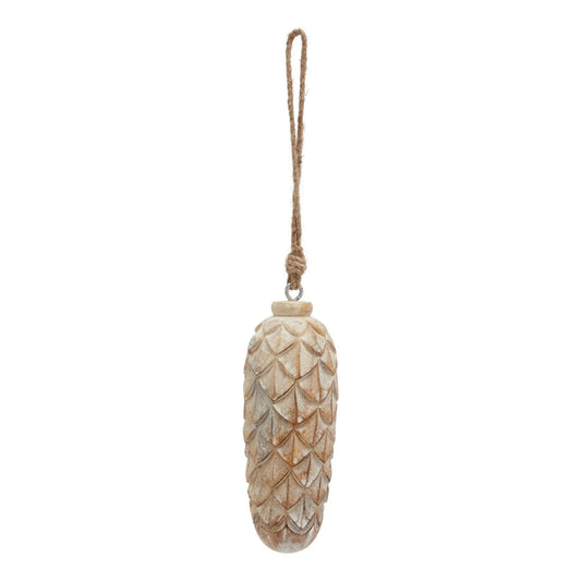 Antique White Wash Large Pine Cone Bauble Makur Interior