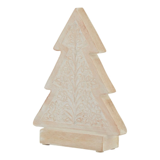 White Wash Collection Wooden Patterned Decorative Tree Makur Interior