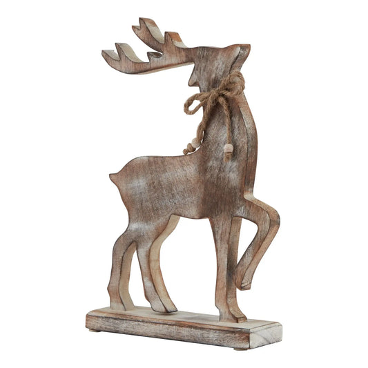White Wash Collection Wooden Reindeer Decoration Makur Interior
