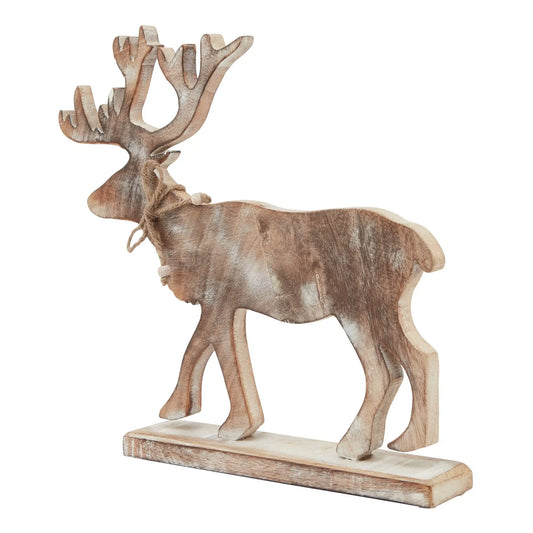 White Wash Collection Wooden Stag Decoration Makur Interior