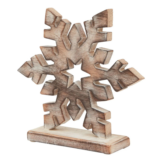 White Wash Collection Wooden Snowflake Decoration Makur Interior