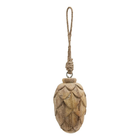 Natural Small Wooden Pine Cone Bauble Makur Interior
