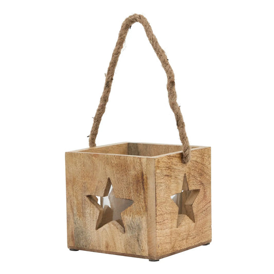 Natural Wooden Star Tealight Candle Holder Makur Interior