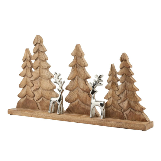Wood And Metal Tree And Reindeer Decoration Makur Interior