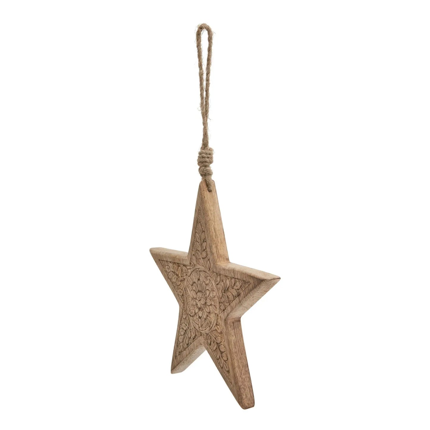 Natural Wooden Patterned Hanging Star Makur Interior