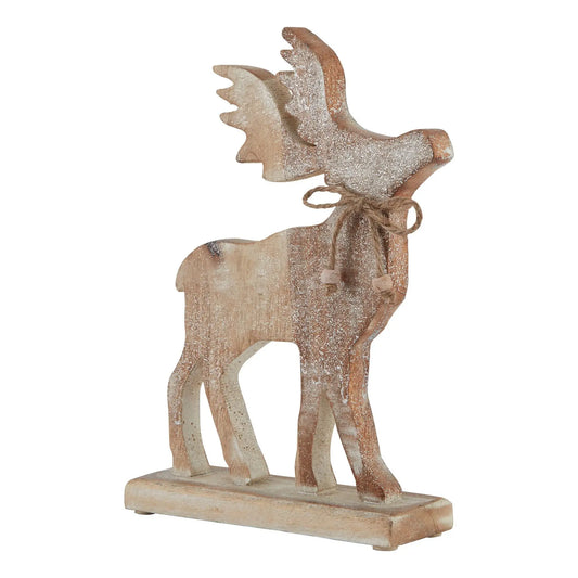White Wash Collection Wooden Sparkle Stag Decoration Makur Interior