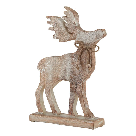 White Wash Collection Large Wooden Sparkle Stag Decoration Makur Interior