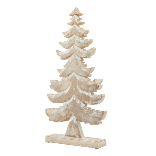 White Wash Collection Wooden Large Tiered Tree Decoration Makur Interior