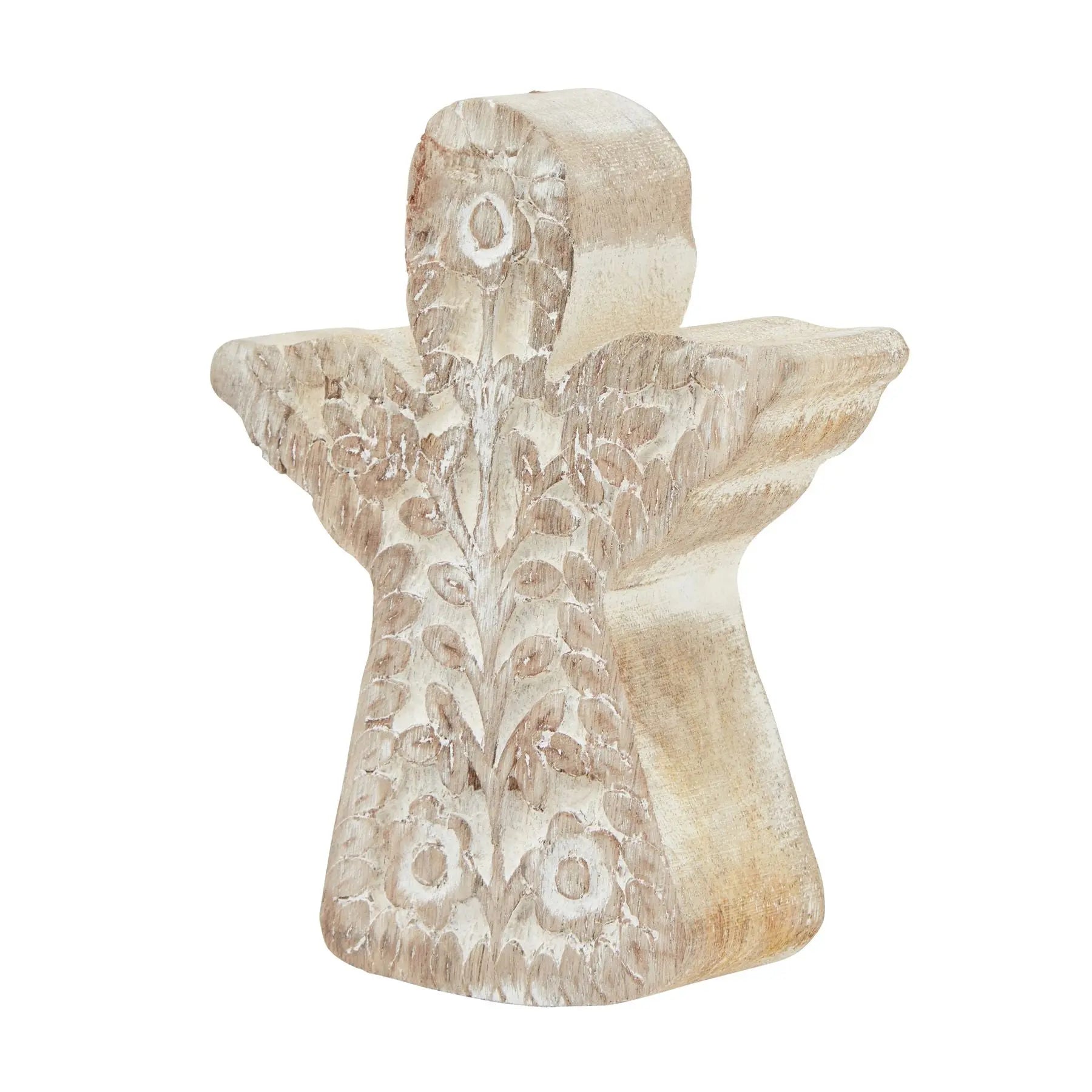 White Wash Collection Patterned Large Angel Decoration Makur Interior