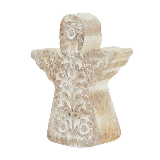 White Wash Collection Patterned Large Angel Decoration Makur Interior