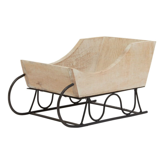White Wash Collection Wooden Decorative Sleigh Makur Interior