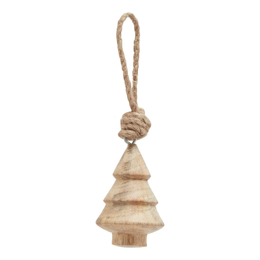 Natural Hand Turned Wooden Tree Bauble Makur Interior