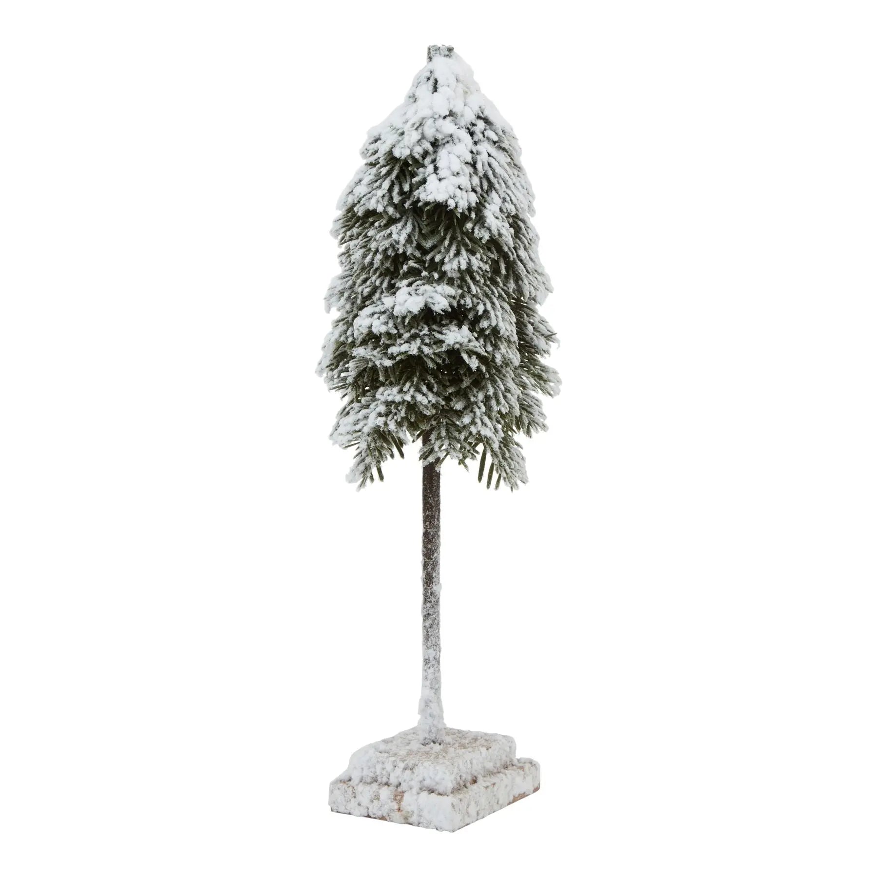 Medium Snowy Cedar Tree On Wood Block Makur Interior