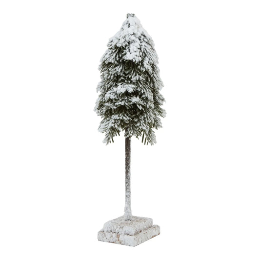 Medium Snowy Cedar Tree On Wood Block Makur Interior