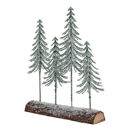 Small Snowy Spindle Tree Quad In Wood Log Makur Interior