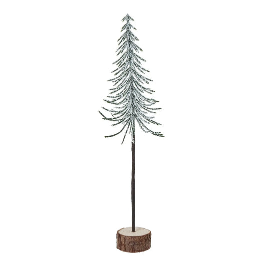 Medium Snowy Spindle Tree In Wood Log Makur Interior