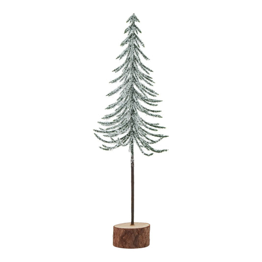 Small Snowy Spindle Tree In Wood Log Makur Interior