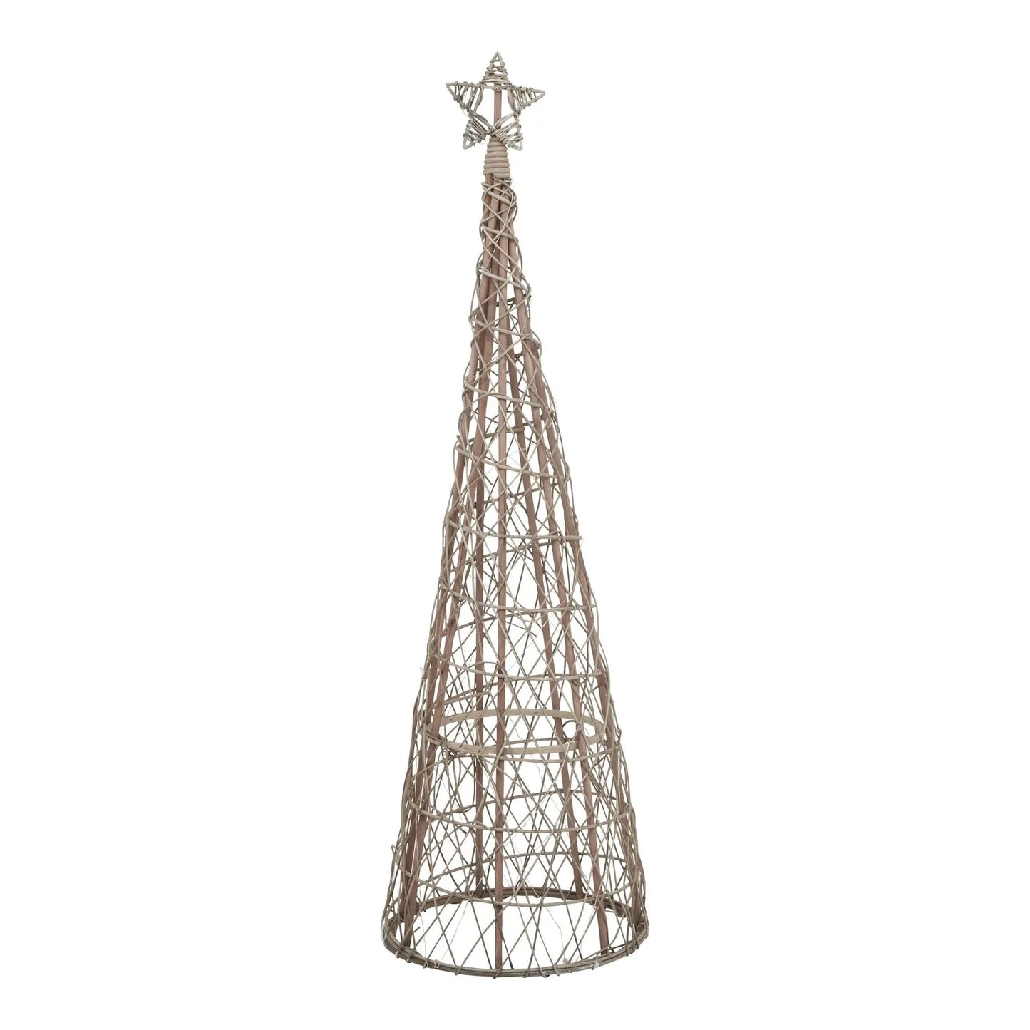 Large LED Wicker Christmas Tree With Star Makur Interior