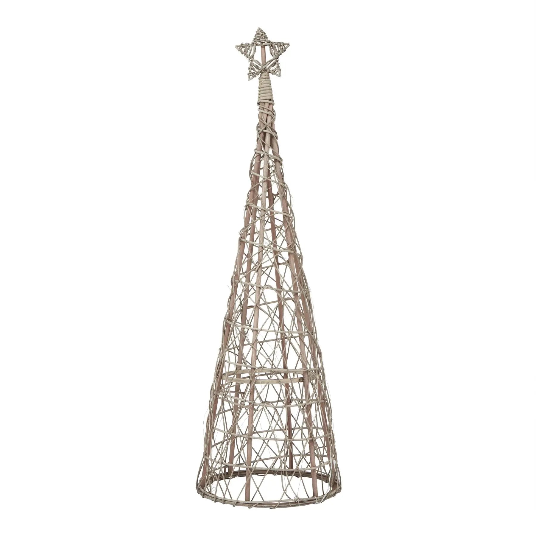 LED Wicker Christmas Tree With Star Makur Interior