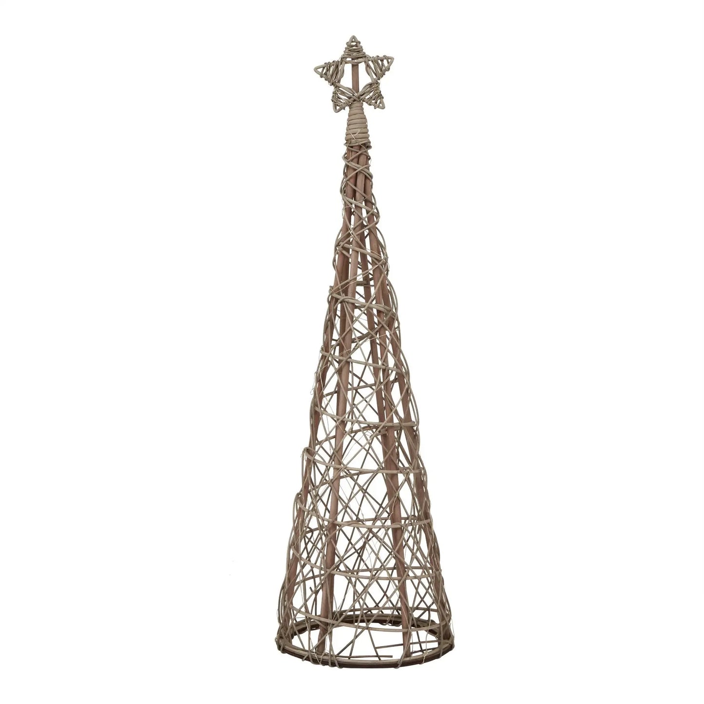 Small LED Wicker Christmas Tree With Star Makur Interior