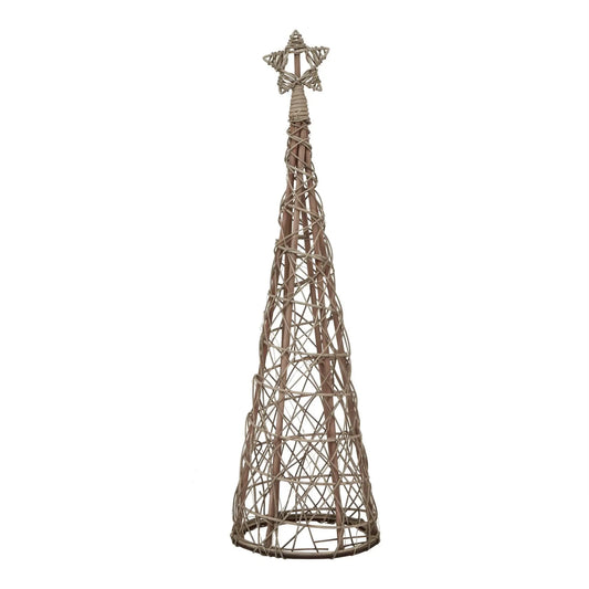 Small LED Wicker Christmas Tree With Star Makur Interior
