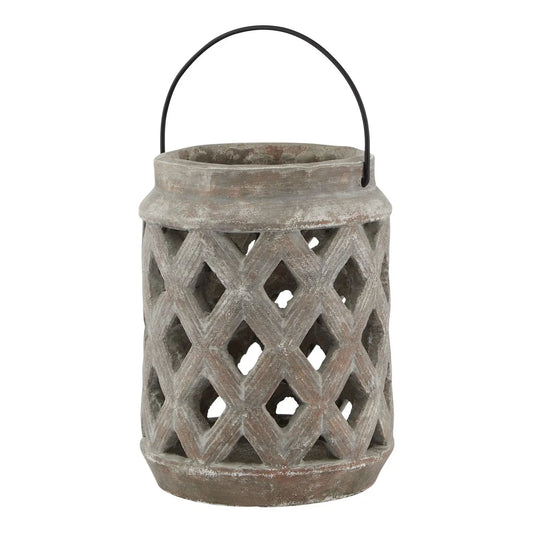 Siena Brown Large Lattice Lantern Makur Interior