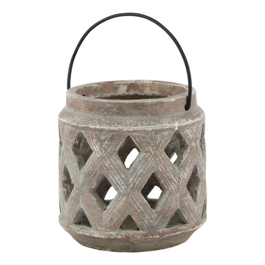 Siena Brown Lattice Lantern Makur Interior